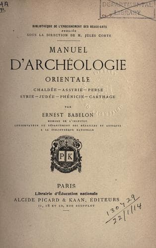 Tapa de Manuel d'archéologie orientale