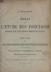 Tapa de Essai sur l'étude des fonctions données par leur développement de Taylor