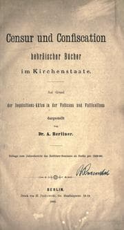 Tapa de Censur und Confiscation hebräischer Bücher im Kirchenstaate