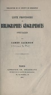 Tapa de Liste provisoire de bibliographies géographiques spéciales