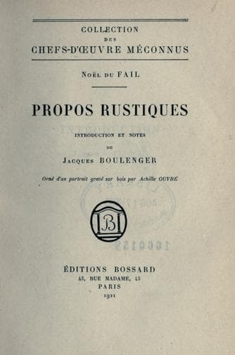 Tapa de Propos rustiques
