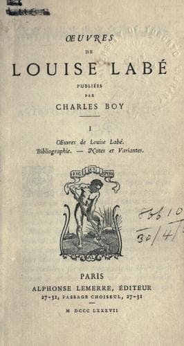 Tapa de uvres de Louise Labé
