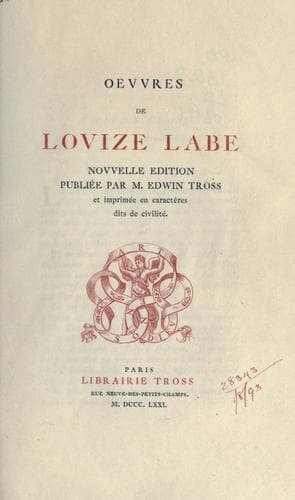 Tapa de Oeuvres de Lovize Labe