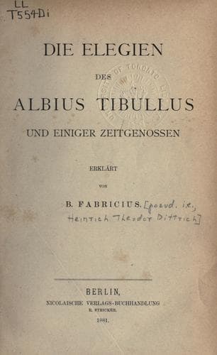 Tapa de Die Elegien des Albius Tibullus und einiger Zeitgenossen