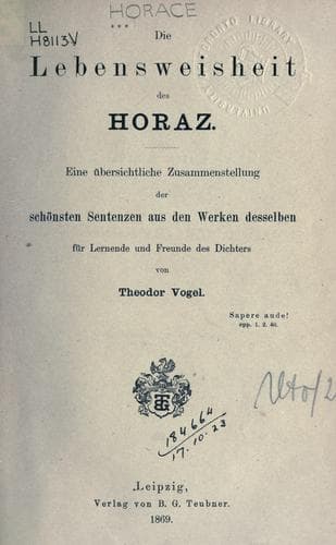 Tapa de Die Lebensweisheit des Horaz