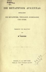 Tapa de Die Metaphysik Avicennas