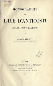 Tapa de Monographie de l'Ile d'Anticosti