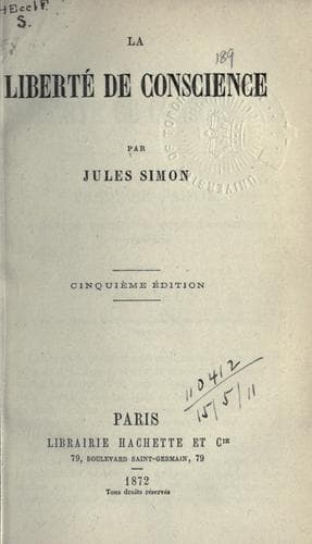 Tapa de La liberté de conscience