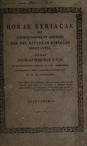 Tapa de Horae syriacae, seu, Commentationes et anecdota res vel litteras syriacas spectantia