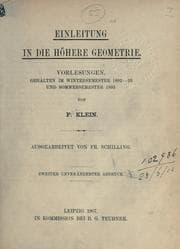 Tapa de Einleitung in die höhere Geometrie