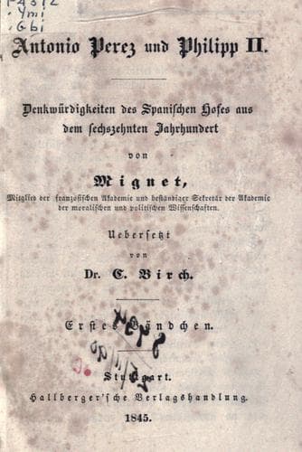 Tapa de Antonio Perez und Philipp II