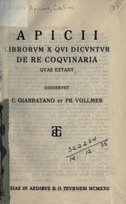 Tapa de Apicii librorvm X qui dicvntvr de re coqvinaria qvae extant