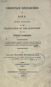 Tapa de Christian researches in Asia with notices of the translation of the Scriptures into the oriental languages