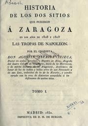 Tapa de Historia de los dos sitios que pusieron á Zaragoza en los años de 1808 y 1809 las tropas de Napoleon