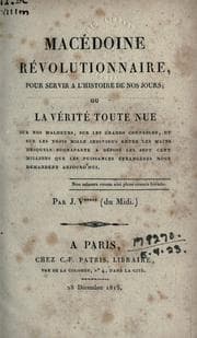 Tapa de Macédoine Révolutionnaire, pour servir à l'histoire de nos jours