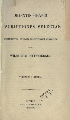 Tapa de Orientis graeci inscriptiones selectae