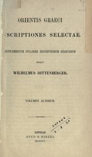 Tapa de Orientis graeci inscriptiones selectae