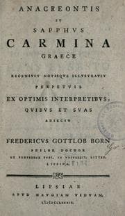 Tapa de Anacreontis et Sapphus carmina graece