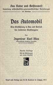 Tapa de Das Automobil, eine Einführung in Bau und Betrieb des modernen Kraftwagens