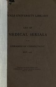 Tapa de List of medical serials in the libraries of Connecticut, May, 1919