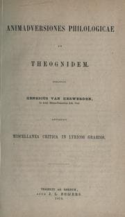 Tapa de Animadversiones philologicae ad theognidem