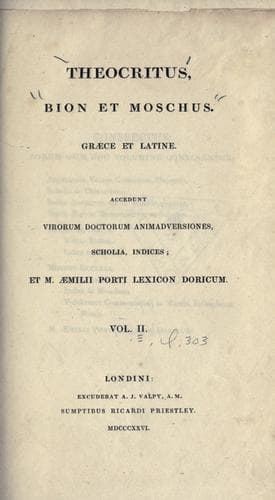 Tapa de Theocritus, Vion et Moschus
