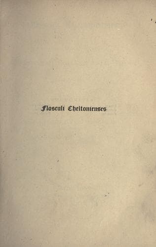 Tapa de Flosculi cheltonienses