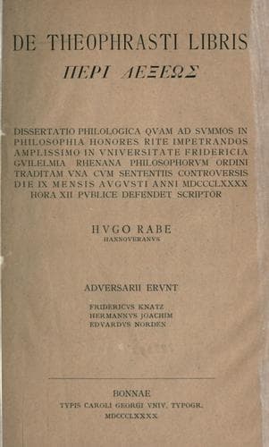 Tapa de De theophrasti libris peri lexeos