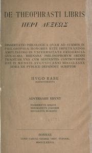 Tapa de De theophrasti libris peri lexeos