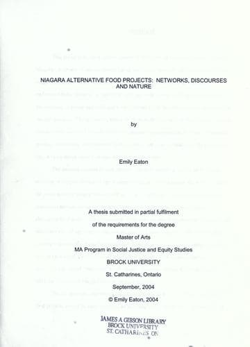 Tapa de Niagara alternative food projects