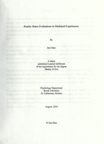 Tapa de Reality status evaluations in mediated experiences
