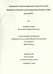 Tapa de Construction of bovine adenovirus type 3 E1 and E3, substitution plasmids and the sequencing analysis of DNA pol and pTP