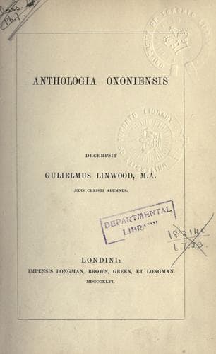 Tapa de Anthologia oxoniensis