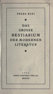 Tapa de Das grosse bestiarium der modernen literatur