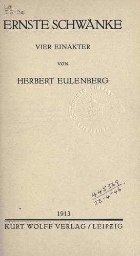 Tapa de Ernste Schwänke; vier Einakter