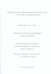 Tapa de Gender bias in the Trends in Mathematics and Science Study 2003 (TIMMS) for Canadian students