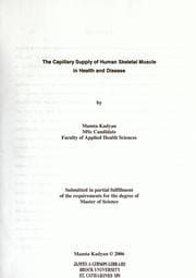 Tapa de The capillary supply of human skeletal muscle in health and disease