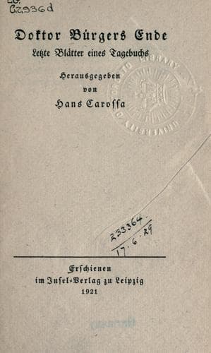 Tapa de Doktor Bürgers Ende