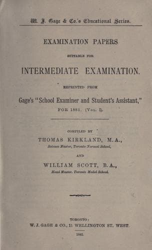 Tapa de Examination papers suitable for intermediate examination