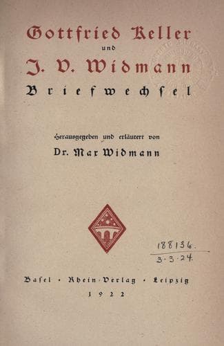 Tapa de Gottfried Keller und J.V. Widmann: Briefwechsel