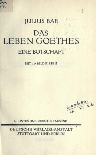 Tapa de Das Leben Goethes