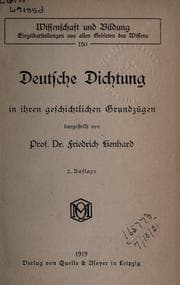 Tapa de Deutsche Dichtung in ihren geschichtlichen Grundzügen