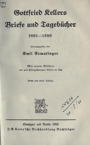 Tapa de Gottfried Kellers Leben