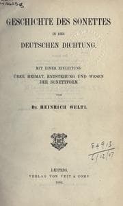 Tapa de Geschichte des Sonettes in der deutschen Dichtung