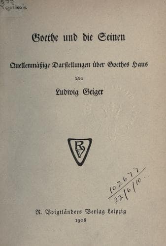 Tapa de Goethe und die Seinen