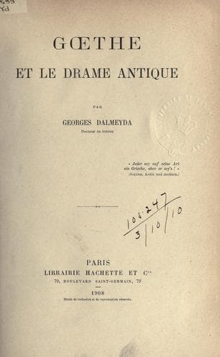 Tapa de Goethe et le drame antique