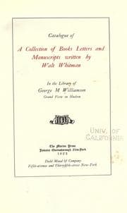Tapa de Catalogue of a collection of books, letters and manuscripts written by Walt Whitman