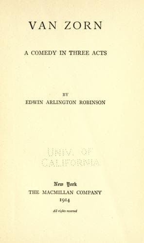 Tapa de Van Zorn, a comedy in three acts