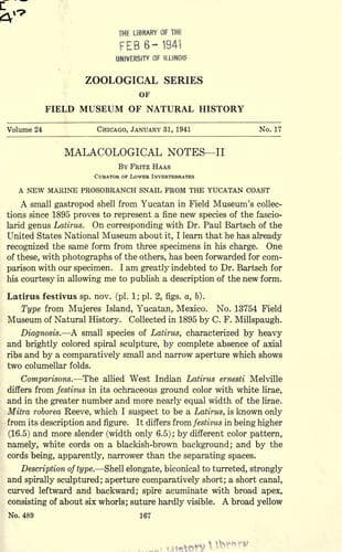 Tapa de Malacological notes, II