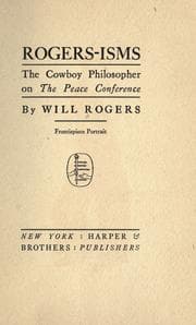 Tapa de Rogers-isms, the cowboy philosopher of the Peace conference